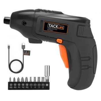 Atornillador Electrico TACKLIFE SDP60DC, Destornillador Bateria de Litio 1500mAh con Luz de LED, 10 PCS Gratis, 3.6V Carga MINI USB, Para el Montaje de Muebles y Encuadernación Mural1