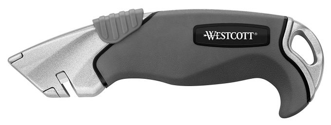 Westcott E-84023 00 - Cuchilla de seguridad de aleación de aluminio, 18 mm, color gris-negro