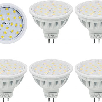 Bombillas MR16 LED Gu5.3 Reflector,Equivalente 50W Blanco Cálido 2700K 600LM RA85,No Regulable AC DC 12V,5 Piezas. [Clase de eficiencia energética A+]