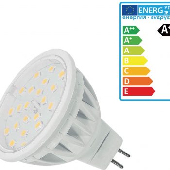 Bombillas MR16 LED Gu5.3 Reflector,Equivalente 50W Blanco Cálido 2700K 600LM RA85,No Regulable AC DC 12V,5 Piezas. [Clase de eficiencia energética A+]