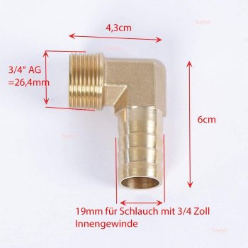 Codo 90 grados rosca 3/4 conexión manguera 19mm