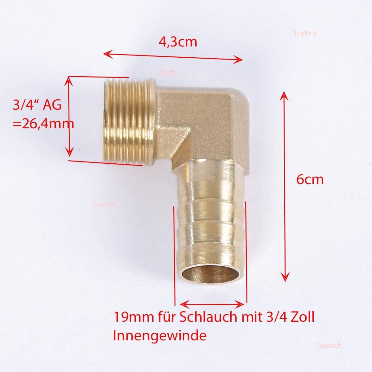 Codo 90 grados rosca 3-4 conexión manguera 19mm1 Codo 90 grados rosca 3/4 conexión manguera 19mm