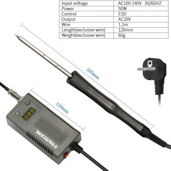 Soldadura ESD 50w con cabeza de soldador Digital Estación de Soldadura Profesional Soldador Hierro del ESD Alcanza Calentar Rápida