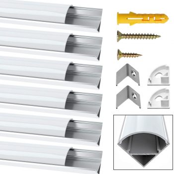 difusor tira led esquina en angulo pack de 6 tiras de 1 metro